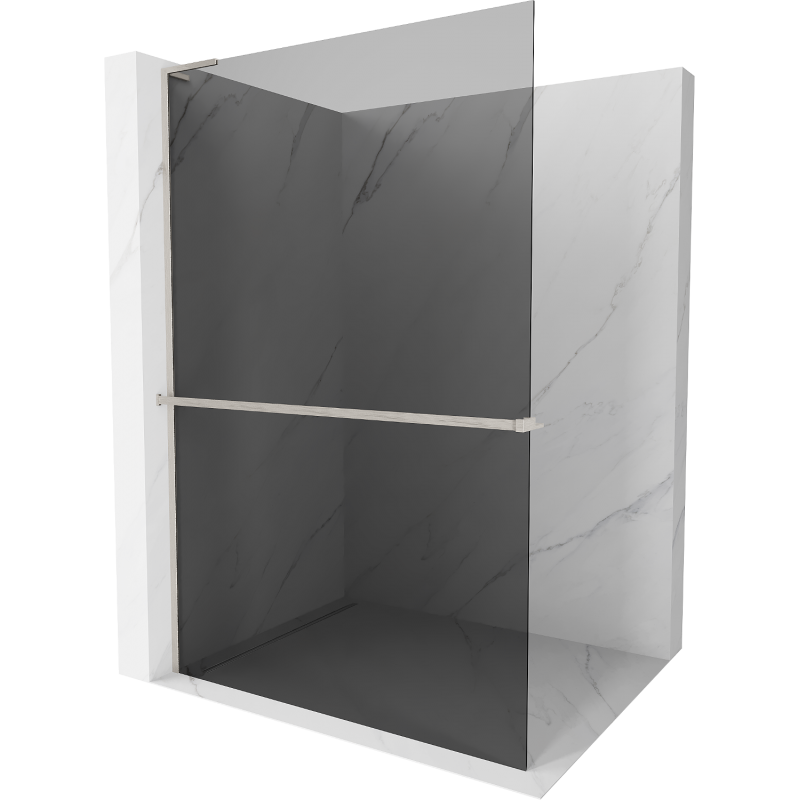 Mexen Kioto+ L Duschwand mit Regal Walk-in 80 x 200 cm, Graphit, gebürsteter Nickel - 800-080-123-97-40