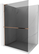 Mexen Kioto+ L Duschwand mit Regal Walk-in 100 x 200 cm, Graphit, Roségold - 800-100-123-60-40