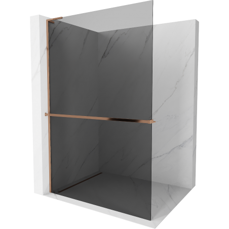 Mexen Kioto+ L Duschwand mit Regal Walk-in 120 x 200 cm, Graphit, Roségold - 800-120-123-60-40