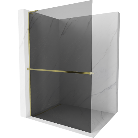 Mexen Kioto+ L Duschwand mit Ablage Walk-in 70 x 200 cm, graphit, gold - 800-070-123-50-40