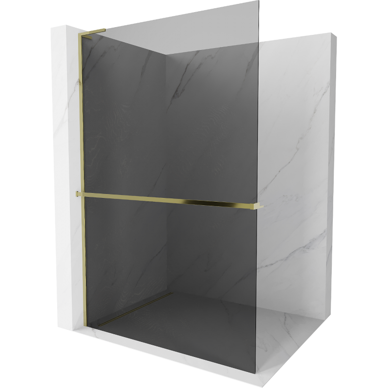 Mexen Kioto+ L Duschwand mit Regale Walk-in 80 x 200 cm, grafit, gold - 800-080-123-50-40