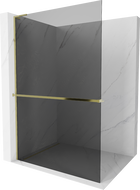 Mexen Kioto+ L Duschwand mit Regal Walk-in 100 x 200 cm, Graphit, Gold - 800-100-123-50-40