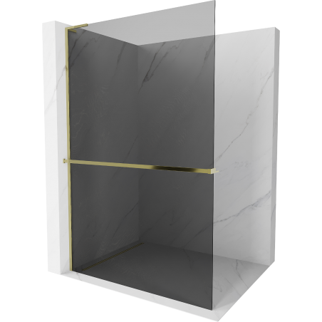 Mexen Kioto+ L Duschwand mit Ablage Walk-in 120 x 200 cm, graphit, gold - 800-120-123-50-40