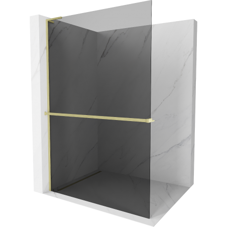 Mexen Kioto+ L Duschwand mit Ablage Walk-in 80 x 200 cm, Graphit, gebürstetes Gold - 800-080-123-55-40