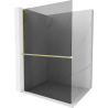 Mexen Kioto+ L Duschwand mit Ablage Walk-in 80 x 200 cm, Graphit, gebürstetes Gold - 800-080-123-55-40