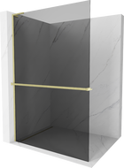Mexen Kioto+ L Duschwand mit Regal Walk-in 100 x 200 cm, grafit, gebürstetes Gold - 800-100-123-55-40