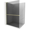 Mexen Kioto+ L Duschwand mit Regal Walk-in 110 x 200 cm, Graphit, gebürstetes Gold - 800-110-123-55-40