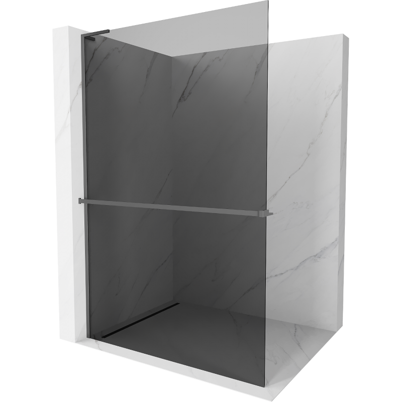 Mexen Kioto+ L Duschwand mit Ablage Walk-in 100 x 200 cm, Graphit, Gun Metal - 800-100-123-95-40