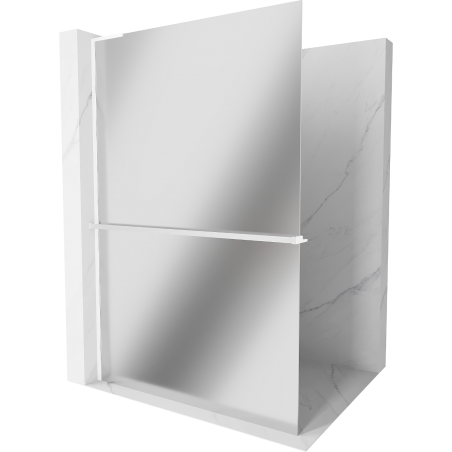 Mexen Kioto+ L Duschwand mit Regal Walk-in 70 x 200 cm, Spiegel, weiß - 800-070-123-20-50