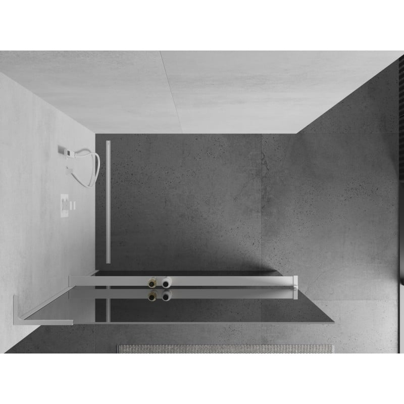 Mexen Kioto+ L Duschwand mit Regal Walk-in 110 x 200 cm, Spiegel, weiß - 800-110-123-20-50