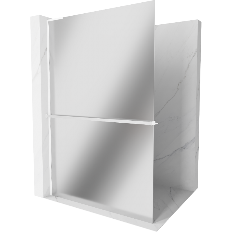 Mexen Kioto+ L Duschwand mit Regal Walk-in 120 x 200 cm, Spiegel, weiß - 800-120-123-20-50