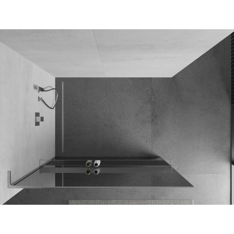 Mexen Kioto+ L Duschwand mit Ablage Walk-In 110 x 200 cm, Spiegel, Chrom - 800-110-123-01-50
