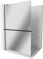 Mexen Kioto+ L Duschwand mit Ablage Walk-in 90 x 200 cm, Spiegel, schwarz - 800-090-123-70-50