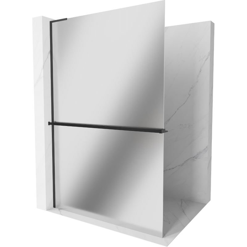 Mexen Kioto+ L Duschwand mit Ablage Walk-in 120 x 200 cm, Spiegel, schwarz - 800-120-123-70-50