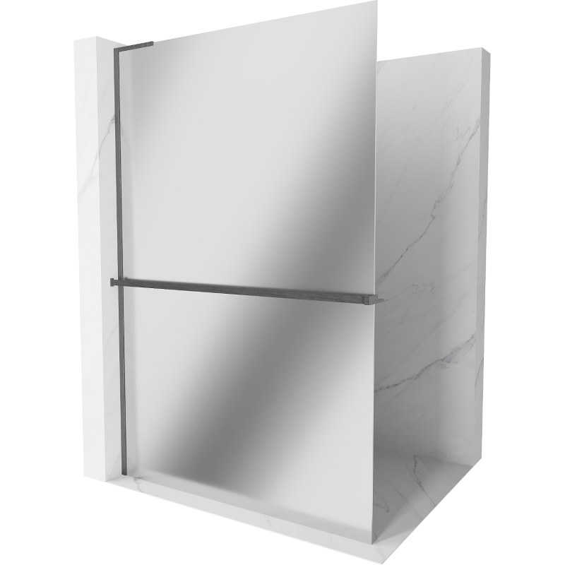 Mexen Kioto+ L Duschwand mit Ablage Walk-in 70 x 200 cm, Spiegel, gun grau gebürstet - 800-070-123-66-50