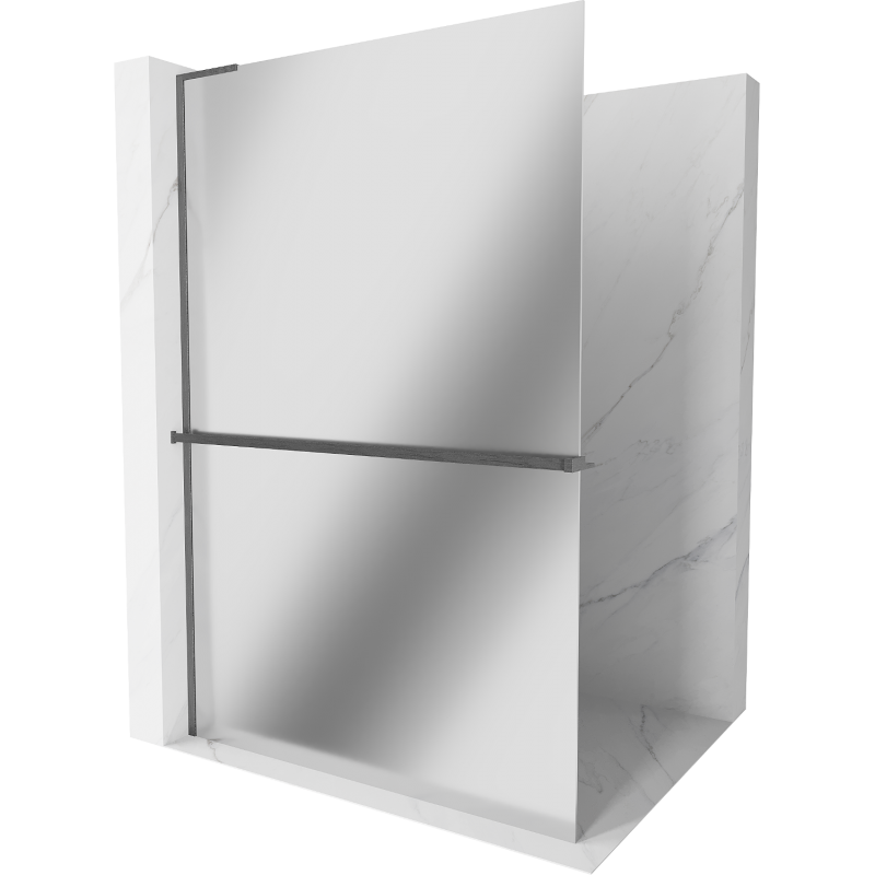 Mexen Kioto+ L Duschwand mit Regal Walk-in 80 x 200 cm, Spiegel, gebürstet gun gray - 800-080-123-66-50