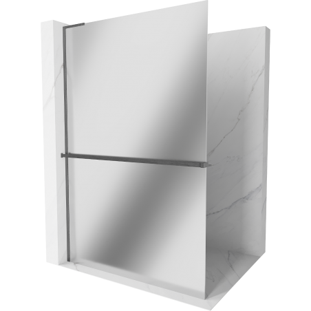 Mexen Kioto+ L Duschwand mit Regal Walk-in 120 x 200 cm, Spiegel, gebürstetes Gun Grey - 800-120-123-66-50