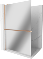Mexen Kioto+ L Duschwand mit Regal Walk-in 90 x 200 cm, Spiegel, gebürstet Kupfer - 800-090-123-65-50