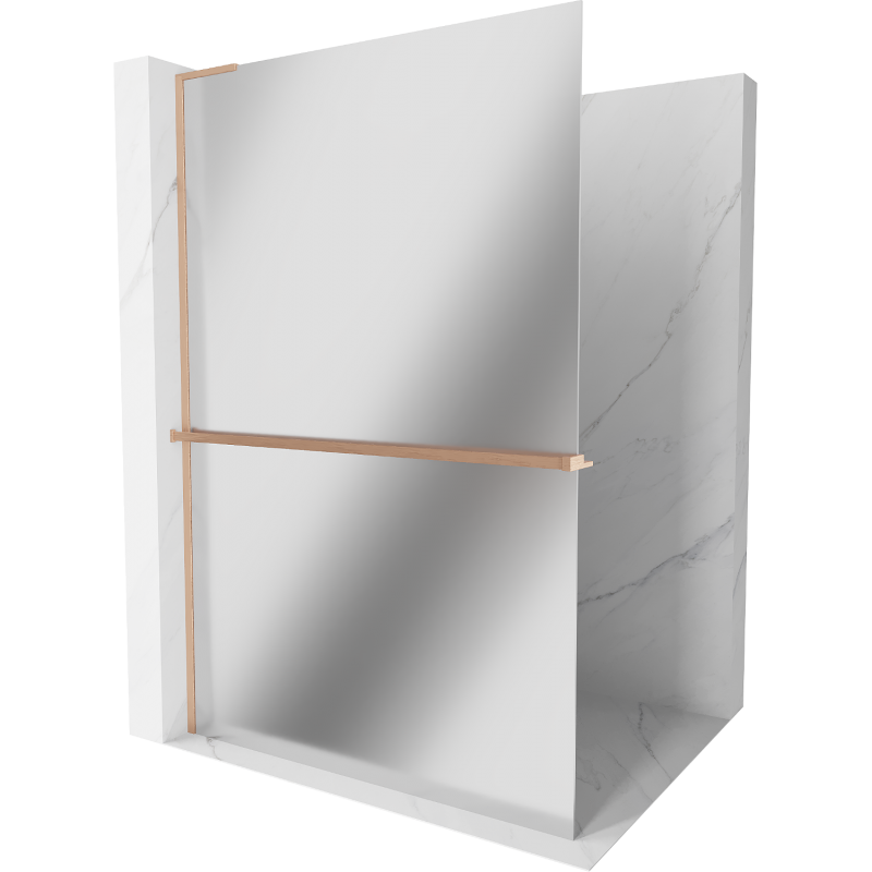 Mexen Kioto+ L Duschwand mit Regal Walk-in 100 x 200 cm, Spiegel, gebürstetes Kupfer - 800-100-123-65-50