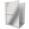 Mexen Kioto+ L Duschwand mit Regal Walk-in 100 x 200 cm, Spiegel, gebürstetes Kupfer - 800-100-123-65-50