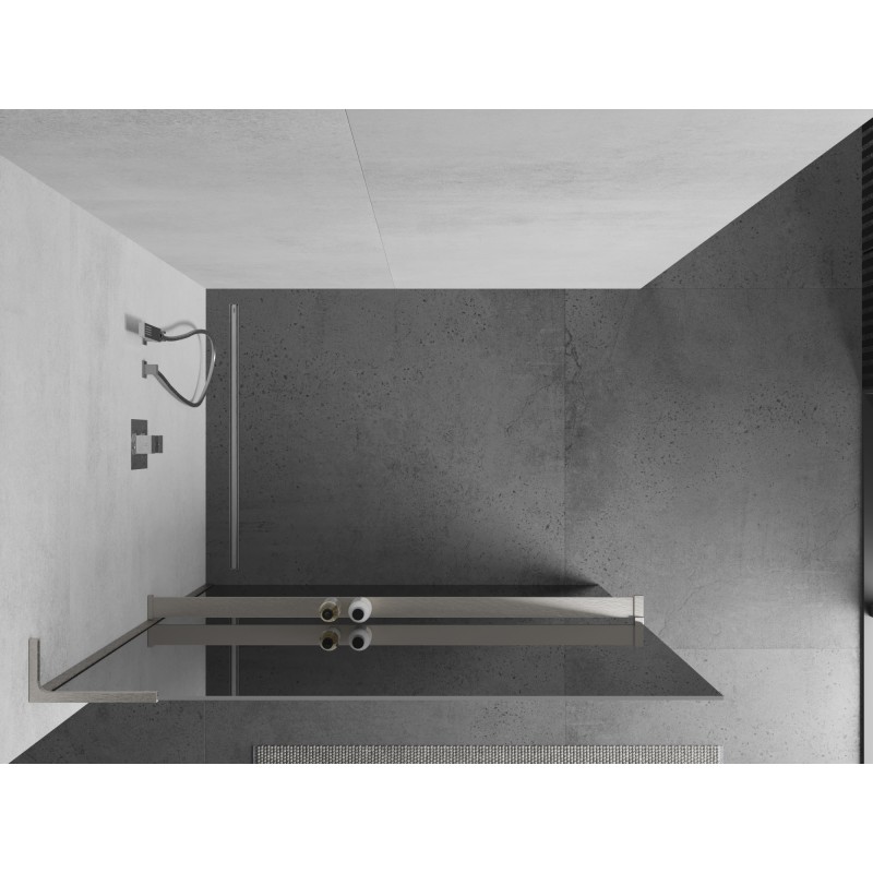 Mexen Kioto+ L Duschwand mit Regal Walk-in 70 x 200 cm, Spiegel, gebürsteter Nickel - 800-070-123-97-50