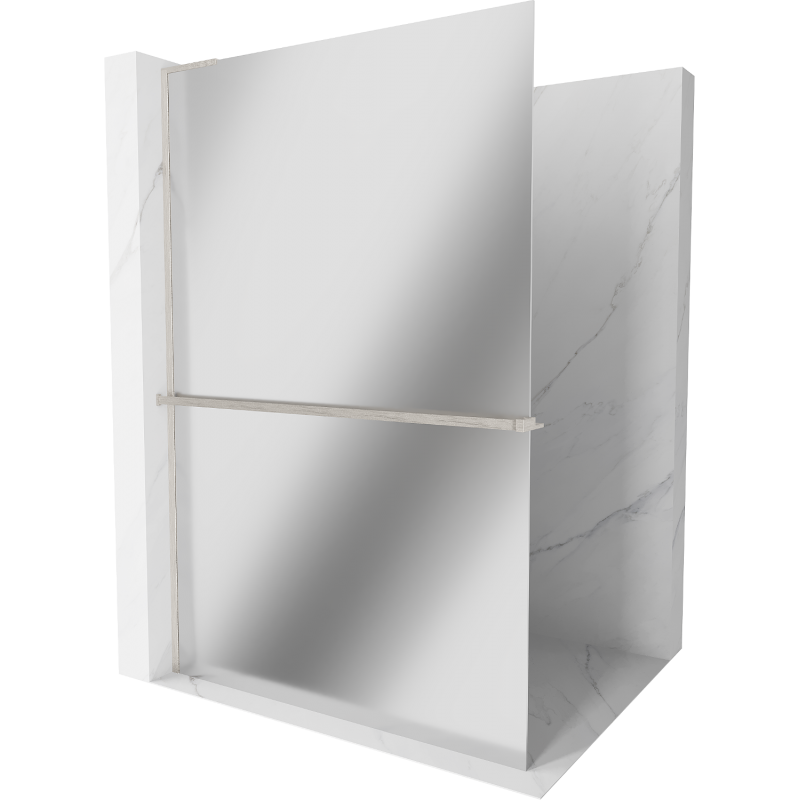 Mexen Kioto+ L Duschwand mit Regal Walk-in 90 x 200 cm, Spiegel, gebürsteter Nickel - 800-090-123-97-50
