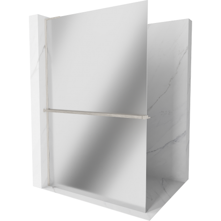 Mexen Kioto+ L Duschwand mit Regal Walk-in 90 x 200 cm, Spiegel, gebürsteter Nickel - 800-090-123-97-50