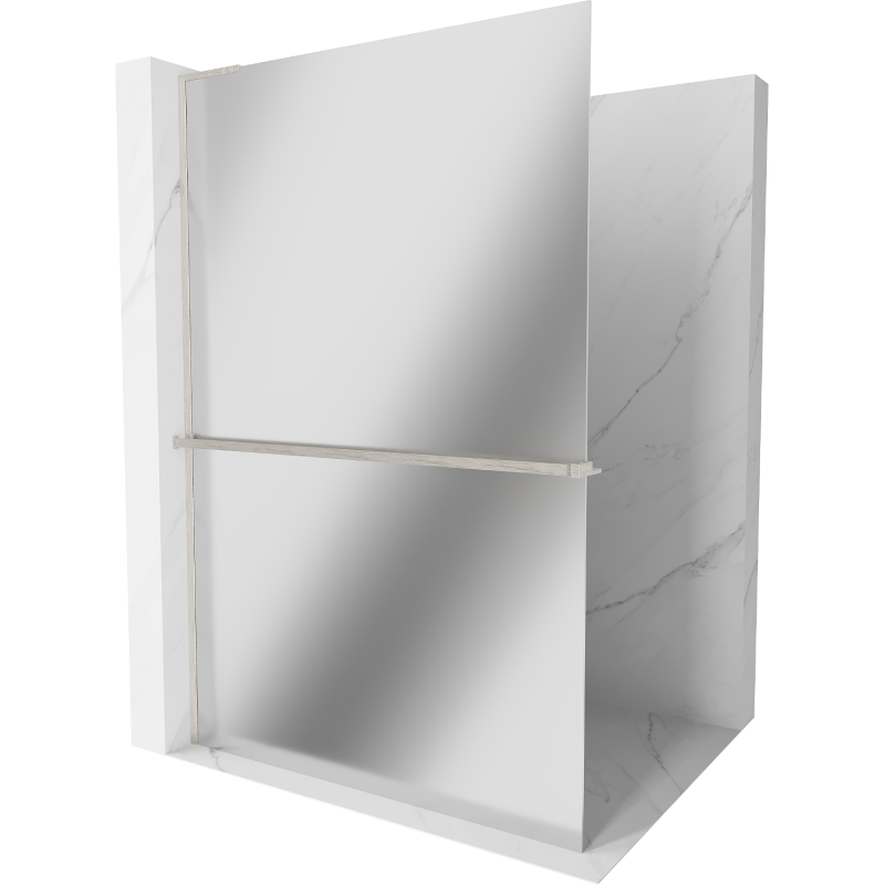 Mexen Kioto+ L Duschwand mit Ablage Walk-in 100 x 200 cm, Spiegel, gebürsteter Nickel - 800-100-123-97-50