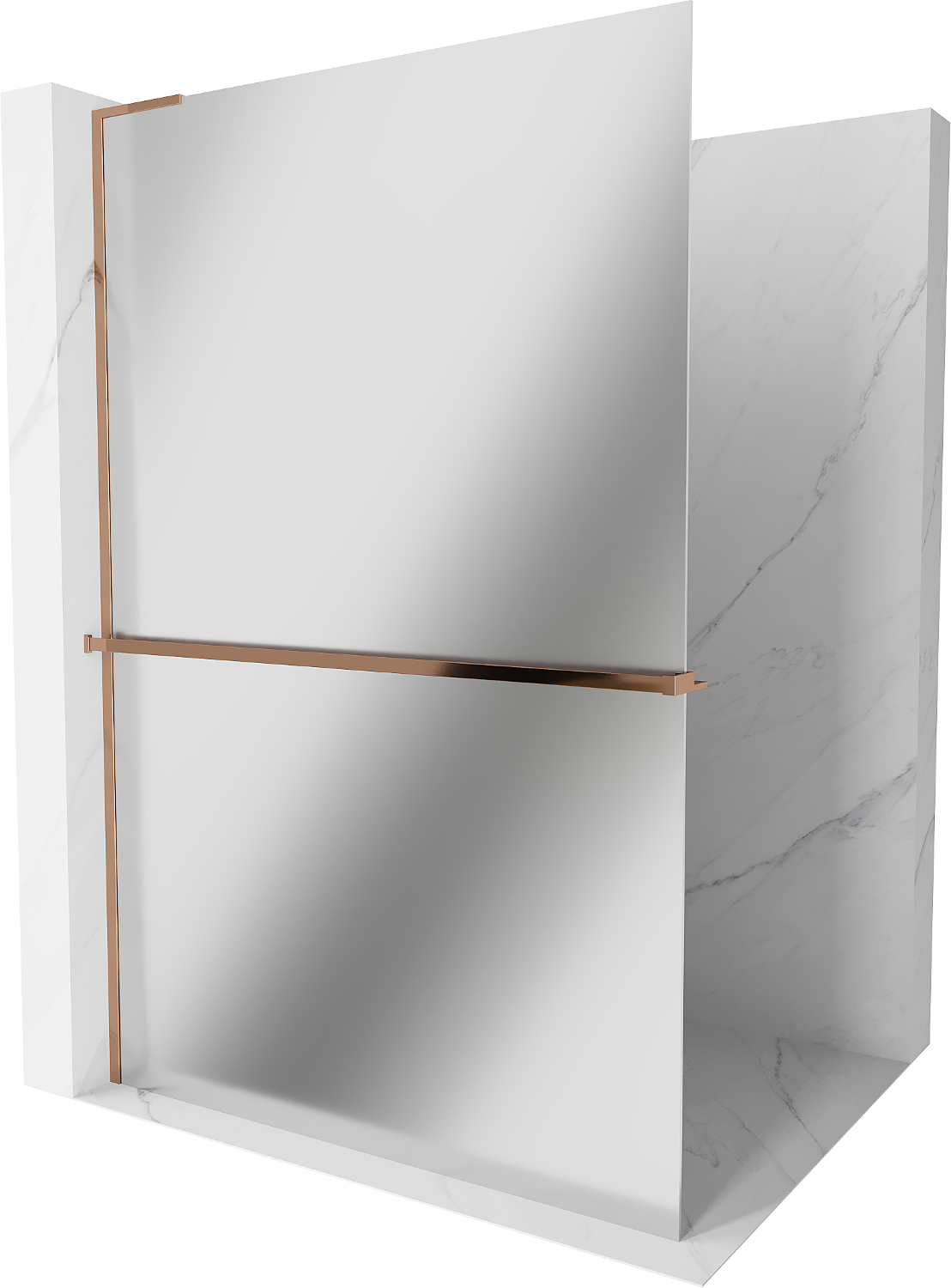 Mexen Kioto+ L Duschwand mit Regal Walk-in 70 x 200 cm, Spiegel, roségold - 800-070-123-60-50