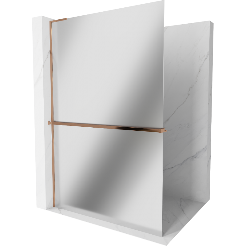 Mexen Kioto+ L Duschwand mit Ablage Walk-in 80 x 200 cm, Spiegel, Roségold - 800-080-123-60-50