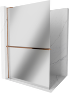 Mexen Kioto+ L Duschwand mit Ablage Walk-in 110 x 200 cm, Spiegel, Roségold - 800-110-123-60-50