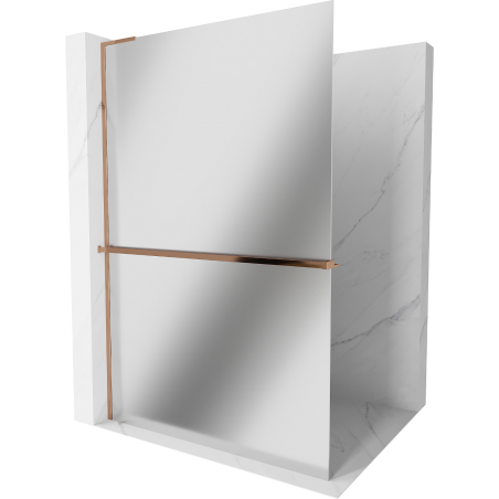 Mexen Kioto+ L Duschwand mit Ablage Walk-in 120 x 200 cm, Spiegel, Roségold - 800-120-123-60-50