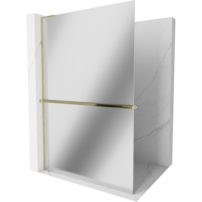 Mexen Kioto+ L Duschabtrennung mit Ablage Walk-in 80 x 200 cm, Spiegel, Gold - 800-080-123-50-50