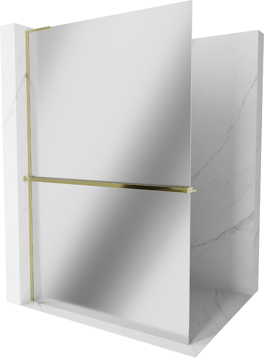 Mexen Kioto+ L Duschwand mit Regal Walk-in 100 x 200 cm, Spiegel, gold - 800-100-123-50-50