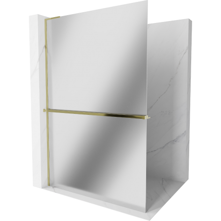 Mexen Kioto+ L Duschwand mit Ablage Walk-in 110 x 200 cm, Spiegel, Gold - 800-110-123-50-50