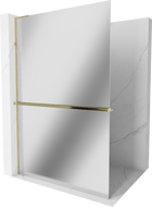 Mexen Kioto+ L Duschwand mit Regal Walk-in 120 x 200 cm, Spiegel, Gold - 800-120-123-50-50