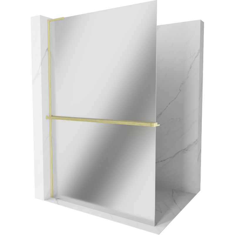 Mexen Kioto+ L Duschwand mit Ablage Walk-in 70 x 200 cm, Spiegel, gebürstetes Gold - 800-070-123-55-50