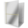 Mexen Kioto+ L Duschwand mit Ablage Walk-in 70 x 200 cm, Spiegel, gebürstetes Gold - 800-070-123-55-50
