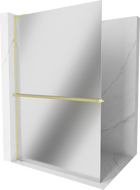 Mexen Kioto+ L Duschwand mit Regal Walk-in 90 x 200 cm, Spiegel, gebürstetes Gold - 800-090-123-55-50