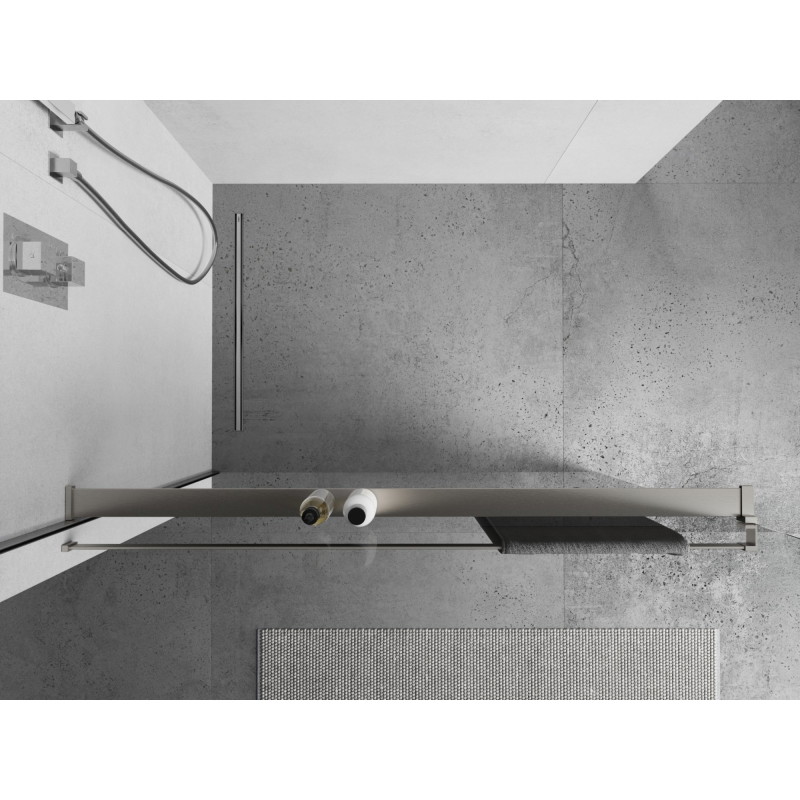 Mexen Kioto+ Ablage für Duschwand mit Handtuchreling, gebürstetes Nickel - 800-02-97