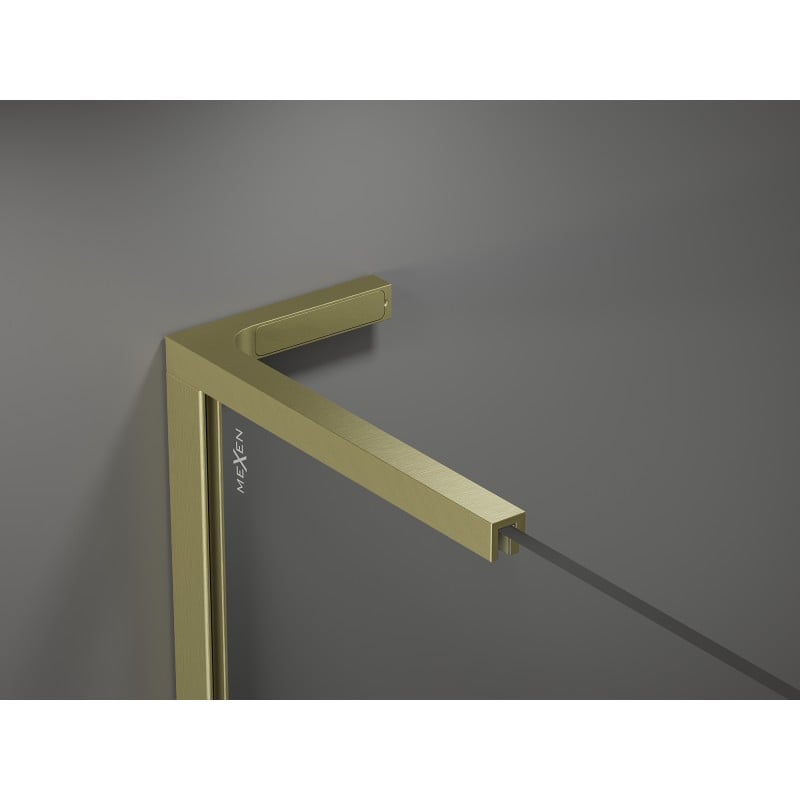 Mexen Kioto+ L Duschwand mit Ablage Walk-in 120 x 200 cm, Spiegel, gold gebürstet - 800-120-123-55-50