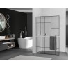 Mexen Kioto+ L Duschwand mit Ablage Walk-in 80 x 200 cm, schwarzes Muster, weiß - 800-080-123-20-78