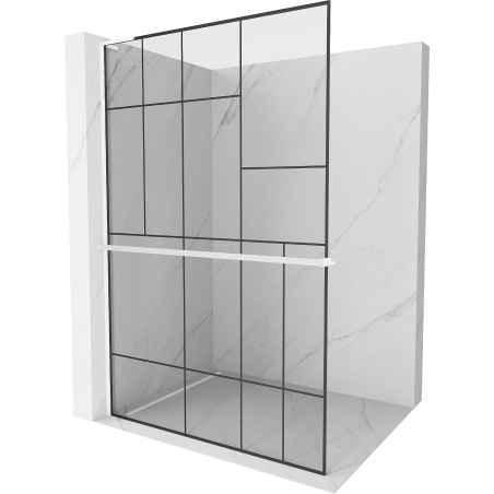 Mexen Kioto+ L Duschwand mit Ablage Walk-in 80 x 200 cm, schwarzes Muster, weiß - 800-080-123-20-78