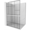 Mexen Kioto+ L Duschwand mit Regal Walk-in 100 x 200 cm, schwarzes Muster, weiß - 800-100-123-20-78