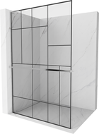 Mexen Kioto+ L Duschwand mit Ablage Walk-in 80 x 200 cm, schwarzes Muster, Chrom - 800-080-123-01-78