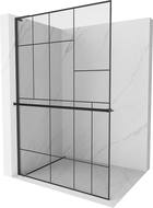 Mexen Kioto+ L Duschwand mit Ablage Walk-in 120 x 200 cm, schwarzes Muster, Schwarz - 800-120-123-70-78