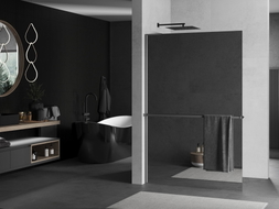 Mexen Kioto+ L Panel mit Ablage Walk-in 90 x 200 cm, Spiegel, Gun Metal - 800-090-123-95-50