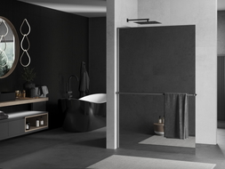 Mexen Kioto+ L Duschwand mit Regal Walk-in 120 x 200 cm, Spiegel, Gun Metal - 800-120-123-95-50