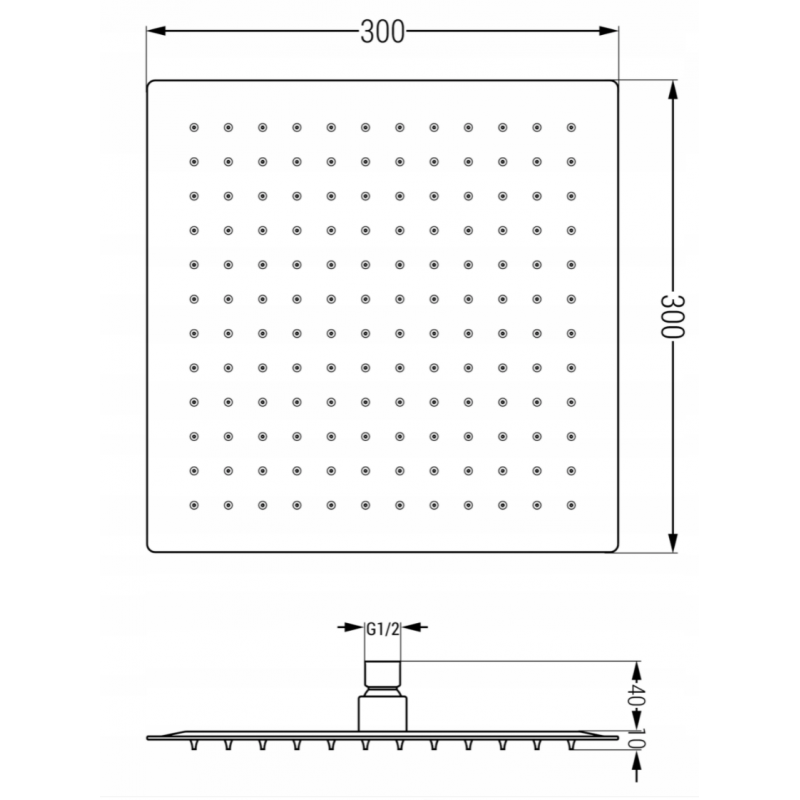 Mexen Slim Regenduschkopf 30 x 30 cm mit Duscharm, Chrom - 79130112-00