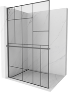Mexen Kioto+ L Duschwand mit Ablage Walk-in 70 x 200 cm, schwarzes Muster, Gun Metal - 800-070-123-95-78